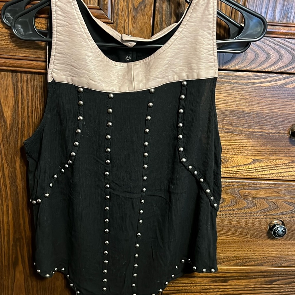 Black leather blouse